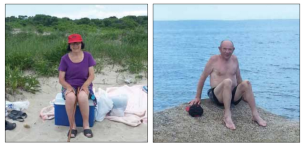 elderly couple beach trip